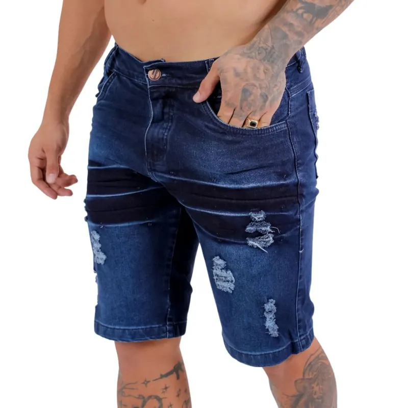 Bermuda Jeans Masculina Destroyed